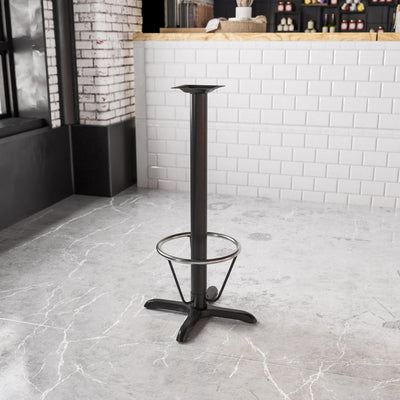 22'' x 22'' Restaurant Table X-Base with 3'' Dia. Bar Height Column and Foot Ring
