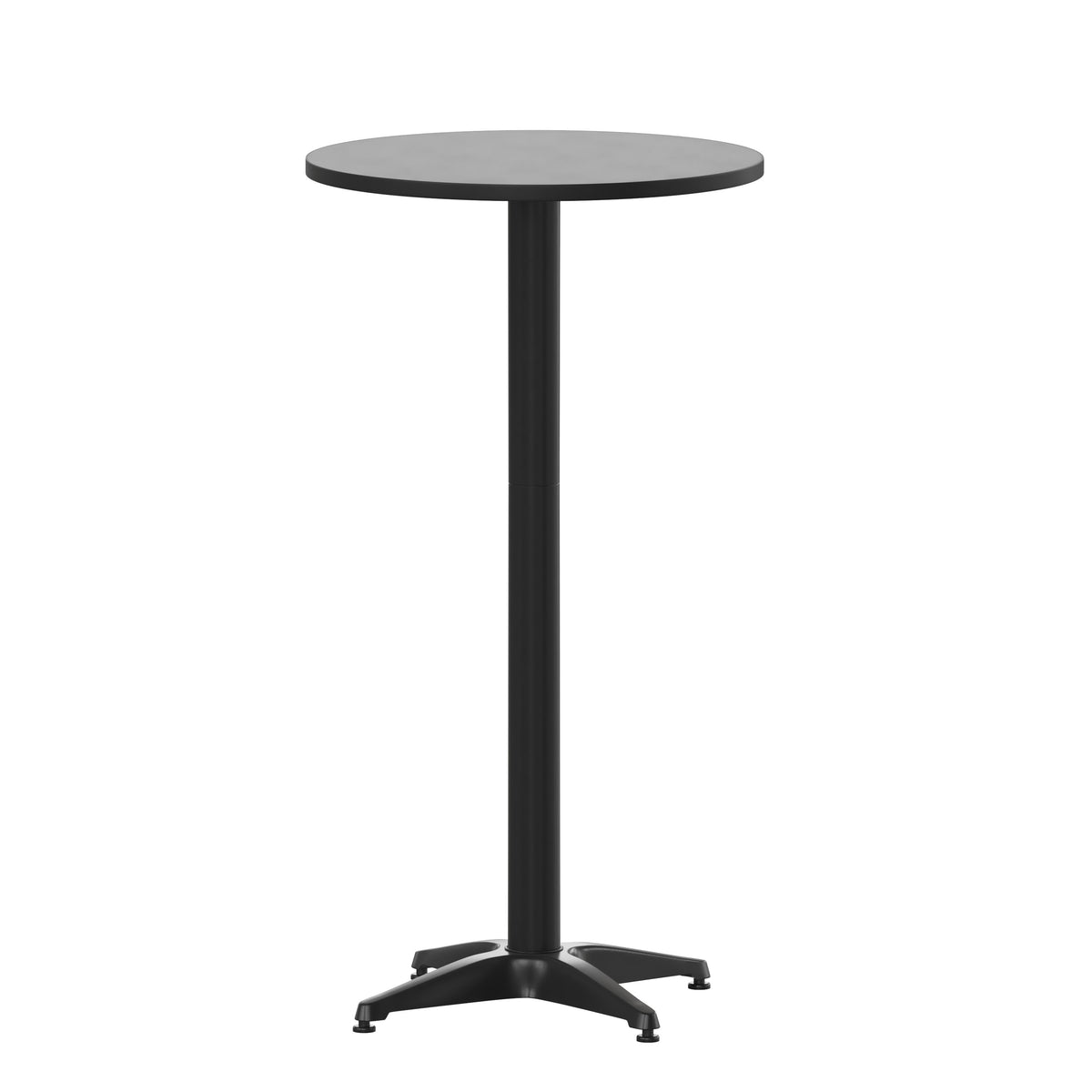 Black |#| 23.25inch Round Aluminum Indoor-Outdoor Bar Height Table with Flip-Up Table - Black
