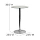 23.5inch Round Glass Table with 35.5inchH Chrome Base - Pedestal Table - Event Table