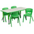 23.625"W x 47.25"L Rectangular Plastic Height Adjustable Activity Table Set with 4 Chairs