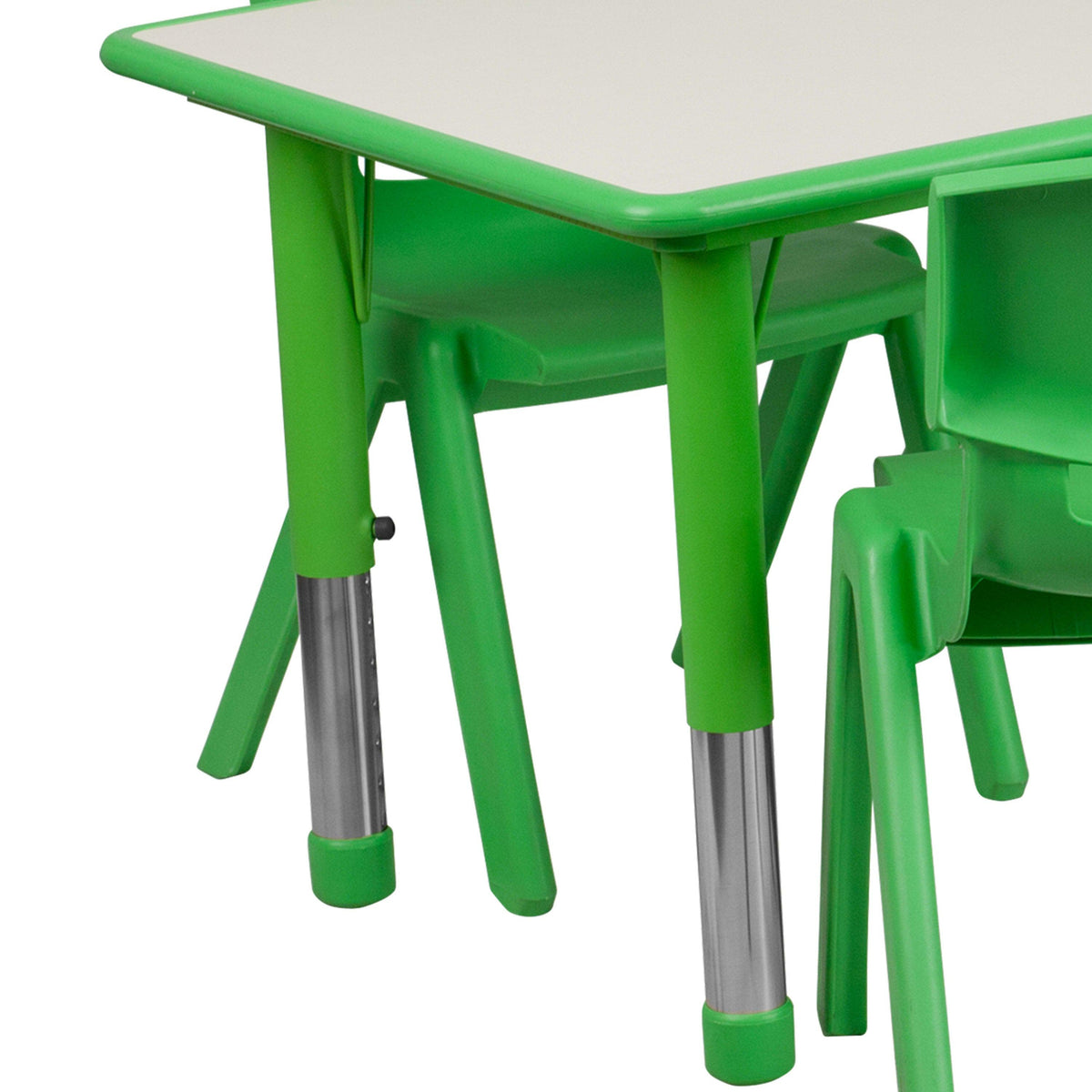 Green |#| 23.625inchW x 47.25inchL Rectangular Green Plastic Activity Table Set with 6 Chairs