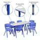 Blue |#| 23.625inchW x 47.25inchL Rectangular Blue Plastic Activity Table Set with 6 Chairs