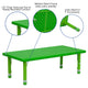 Green |#| 24inchW x 48inchL Rectangular Green Plastic Height Adjustable Activity Table