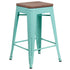 24" High Backless Counter Height Stool with Square Wood Seat