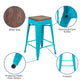 Teal |#| 4 Pack 24inch High Metal Indoor Counter Bar Stool - Stackable Stool, Teal