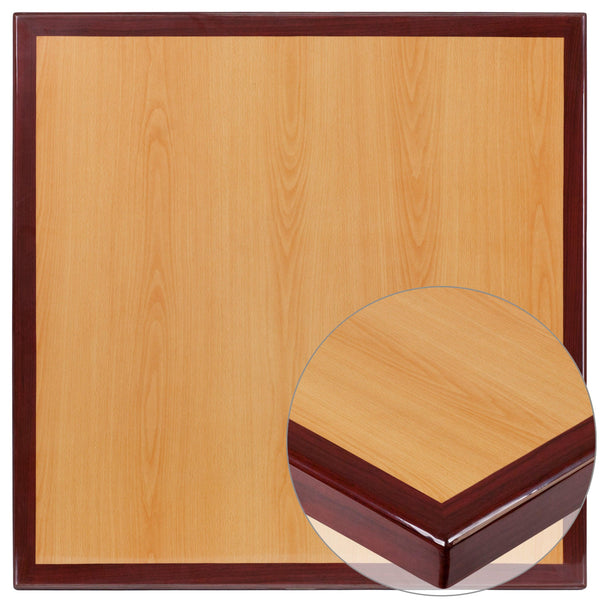 24inch Square High-Gloss Cherry / Mahogany Resin Table Top with 2inch Thick Drop-Lip
