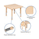 Natural |#| 24inch Square Natural Plastic Height Adjustable Activity Table Set with 4 Chairs