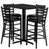 24''W x 42''L Rectangular Laminate Table Set with 4 Ladder Back Metal Barstools