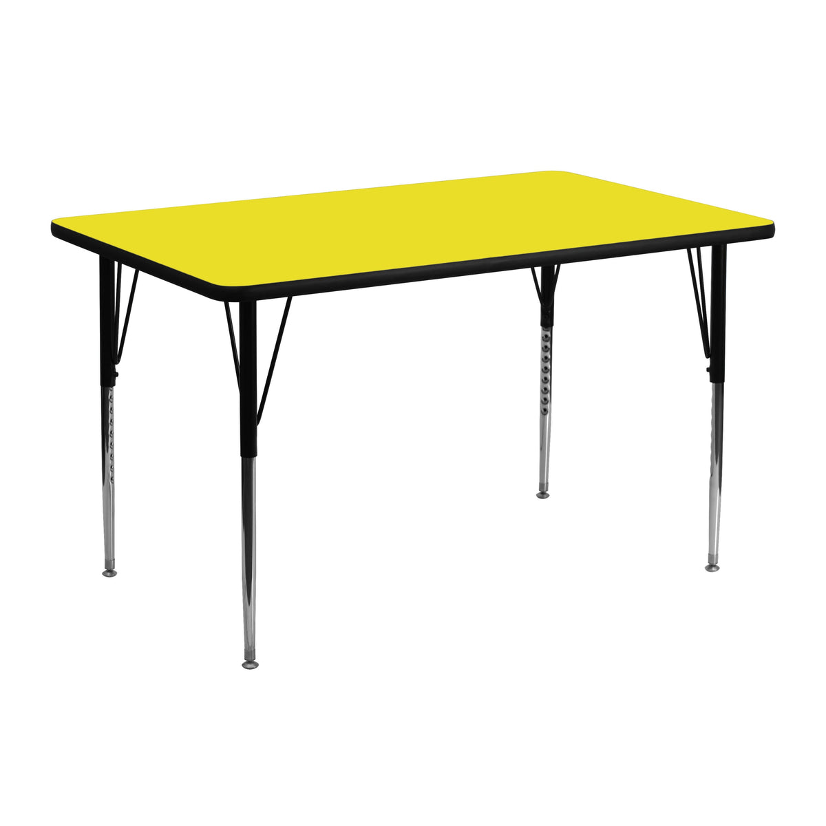 Yellow |#| 24inchW x 48inchL Rectangular Yellow HP Laminate Activity Table - Adjustable Legs