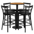 24'' Round Laminate Table Set with Round Base and 4 Two-Slat Ladder Back Metal Barstools