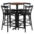 24'' Round Laminate Table Set with X-Base and 4 Two-Slat Ladder Back Metal Barstools