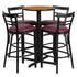 24'' Round Laminate Table Set with X-Base and 4 Two-Slat Ladder Back Metal Barstools