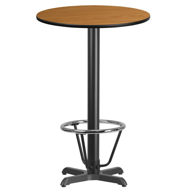 Natural |#| 24inch Round Natural Laminate Table Top & 22inchx 22inch Bar Height Base with Foot Ring