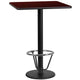 Mahogany |#| 24inch SQ Mahogany Laminate Table Top with 18inch RD Bar Height Table Base & Foot Ring