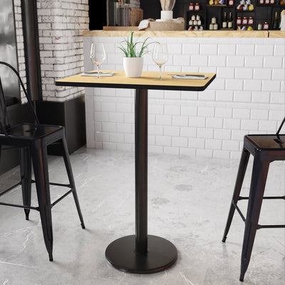 24'' x 30'' Rectangular Laminate Table Top with 18'' Round Bar Height Table Base - View 2