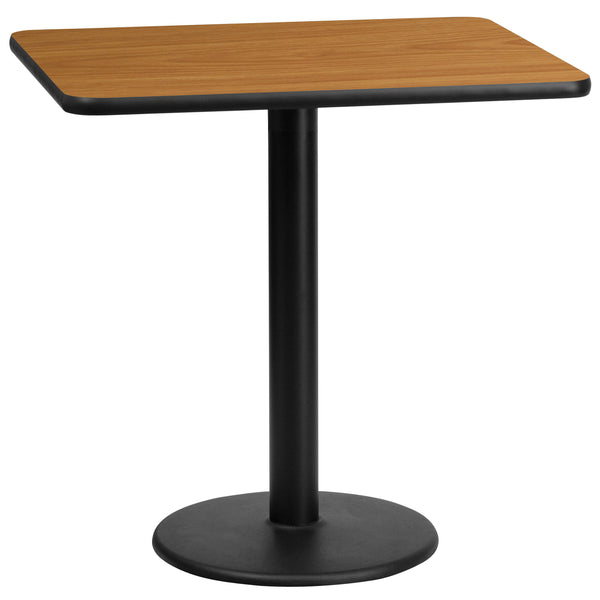 Natural |#| 24inch x 30inch Rectangular Natural Laminate Table Top with 18inch RD Table Height Base