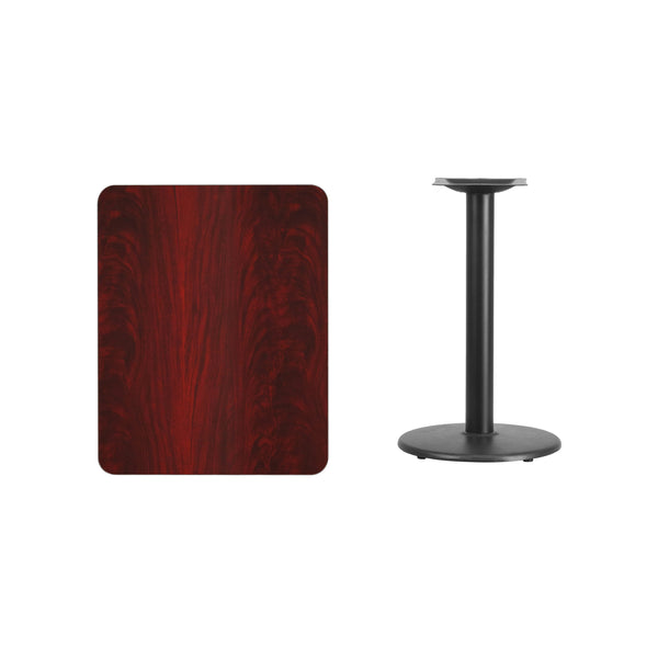 Walnut |#| 24inch x 30inch Rectangular Walnut Laminate Table Top with 18inch Round Table Height Base