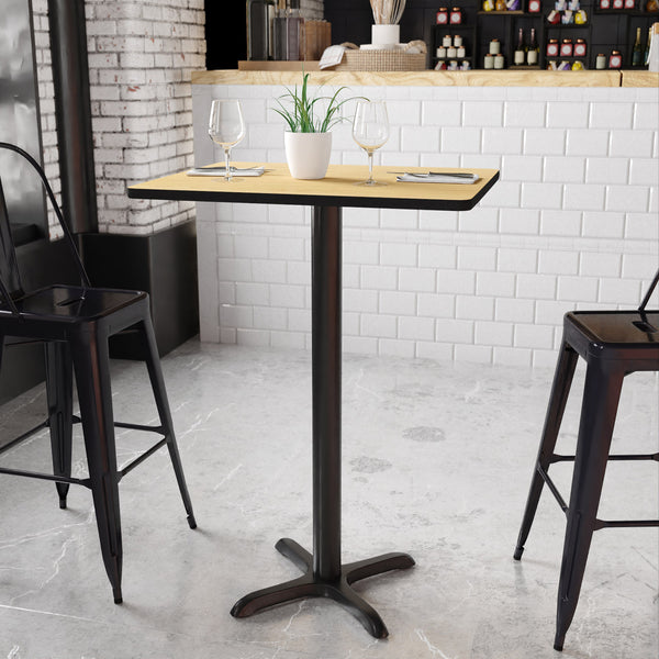 Natural |#| 24inch x 30inch REC Natural Laminate Table Top & 22inch x 22inch Bar Height Table Base
