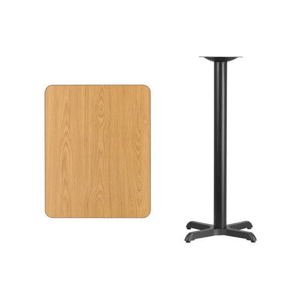 Walnut |#| 24inch x 30inch Rectangular Walnut Laminate Table Top & 22x22 Bar Height Table Base