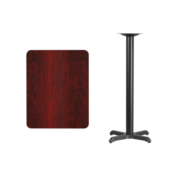 Black |#| 24inch x 30inch Rectangular Black Laminate Table Top & 22inch x 22inch Bar Height Table Base