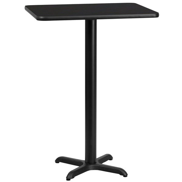 Black |#| 24inch x 30inch Rectangular Black Laminate Table Top & 22inch x 22inch Bar Height Table Base