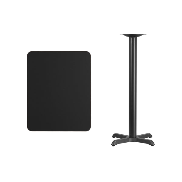 Black |#| 24inch x 30inch Rectangular Black Laminate Table Top & 22inch x 22inch Bar Height Table Base