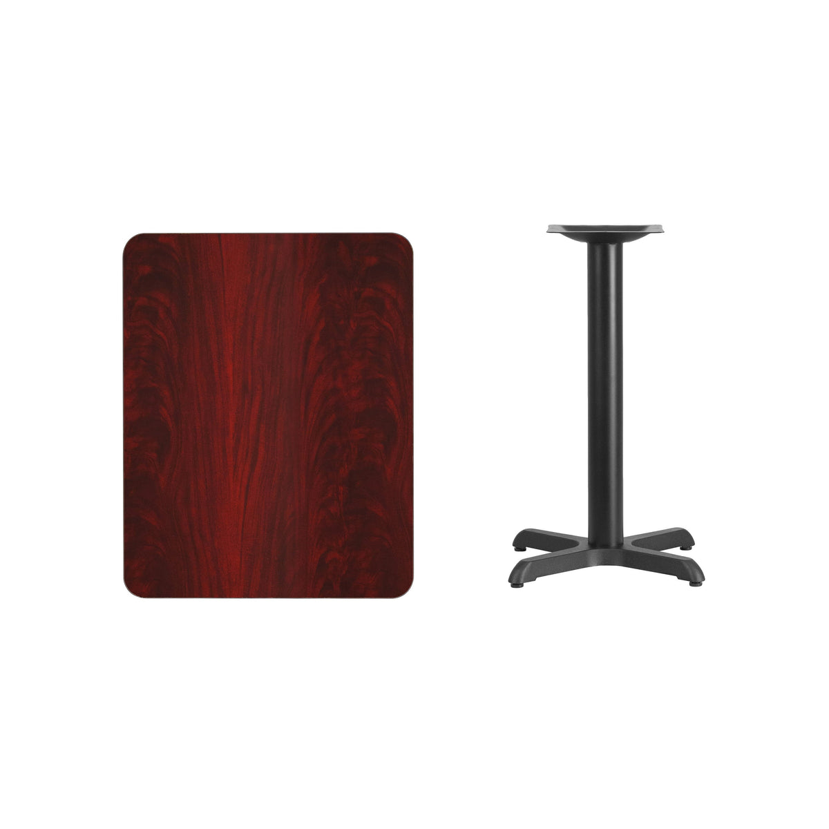 Mahogany |#| 24inch x 30inch Mahogany Laminate Table Top with 22inch x 22inch Table Height Base