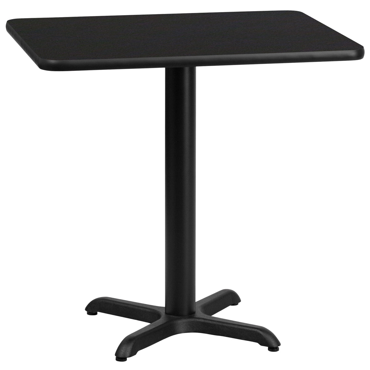 Black |#| 24inch x 30inch Rectangular Black Laminate Table Top with 22inch x 22inch Table Height Base