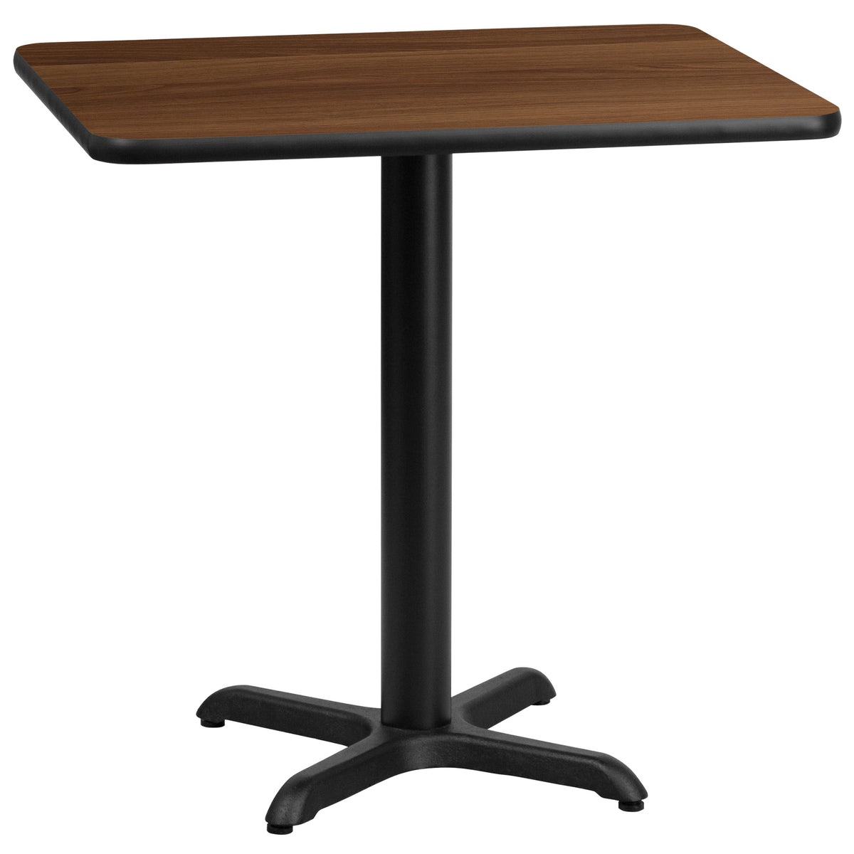 Walnut |#| 24inch x 30inch Rectangular Walnut Laminate Table Top & 22inch x 22inch Table Height Base