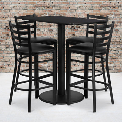 24'' x 42'' Rectangular Laminate Table Set with 4 Ladder Back Metal Barstools - View 2