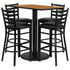 24'' x 42'' Rectangular Laminate Table Set with 4 Ladder Back Metal Barstools