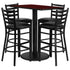 24'' x 42'' Rectangular Laminate Table Set with 4 Ladder Back Metal Barstools