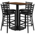 24'' x 42'' Rectangular Laminate Table Set with 4 Ladder Back Metal Barstools