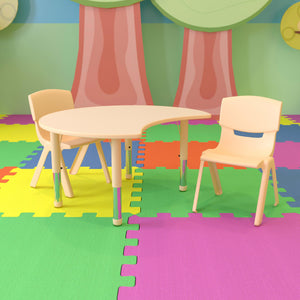 25.125"W x 35.5"L Crescent Plastic Height Adjustable Activity Table Set with 2 Chairs