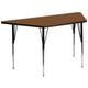 Oak |#| 29inchW x 57inchL Trapezoid Oak HP Laminate Adjustable Activity Table