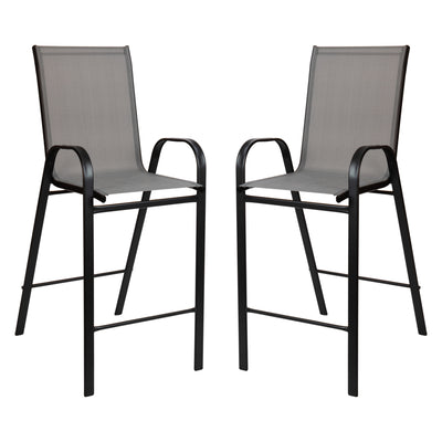 2 Pack Brazos Series Outdoor Barstools with Flex Comfort Material and Metal Frame