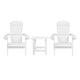 White |#| Set of 2 Indoor/Outdoor Folding Adirondack Chairs with Side Table in White