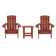 Red |#| Indoor/Outdoor Adirondack Style Side Table and 2 Chair Set in Red