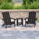 Black |#| Indoor/Outdoor Adirondack Style Side Table and 2 Chair Set in Black