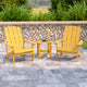 Yellow |#| Indoor/Outdoor Adirondack Style Side Table and 2 Chair Set in Yellow