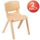 Natural |#| 2 Pack Natural Plastic Stack School Chair with 13.25inchH Seat, K-2 School Chair