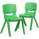 Green |#| 2 Pack Green Plastic Stackable School Chair with 15.5inchH Seat