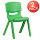 Green |#| 2 Pack Green Plastic Stackable School Chair with 15.5inchH Seat