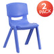 Blue |#| 2 Pack Blue Plastic Stackable School Chair with 15.5inchH Seat