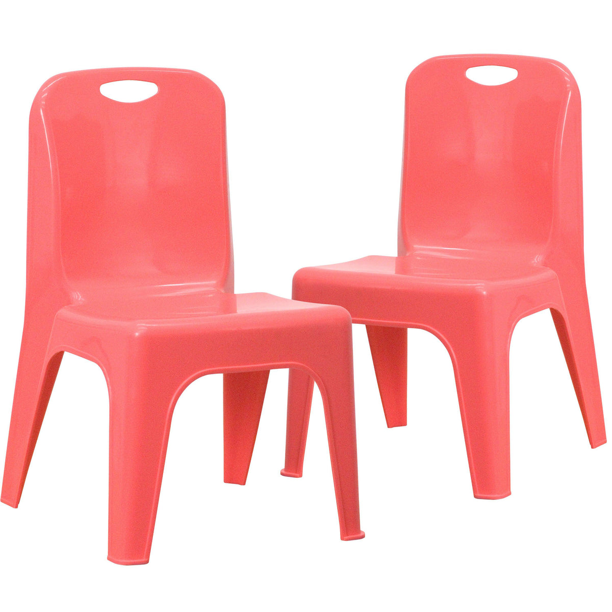 Red |#| 2 Pack Red Plastic Stackable School Chair with Carrying Handle and 11inchH Seat