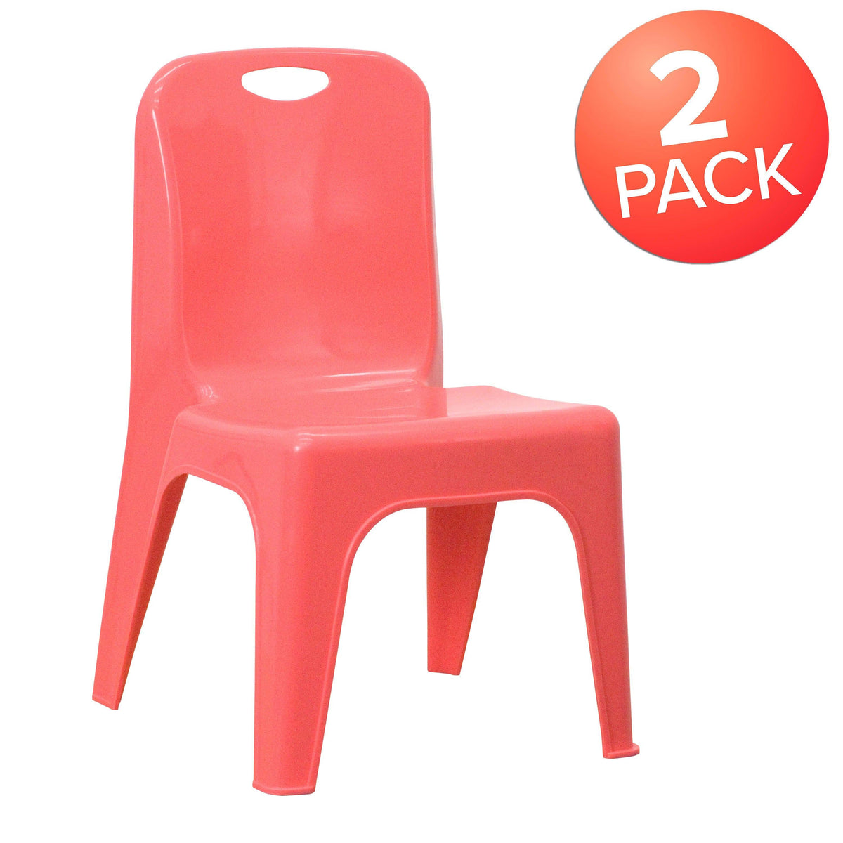 Red |#| 2 Pack Red Plastic Stackable School Chair with Carrying Handle and 11inchH Seat