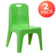 Green |#| 2 Pack Green Plastic Stackable School Chair with Carrying Handle and 11inchH Seat