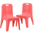 2 Pack Plastic Stackable School Chair with Carrying Handle and 11" Seat Height