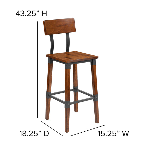 Walnut |#| 2 Pack Commercial Grade Rustic Walnut Industrial Style Wood Dining Barstool