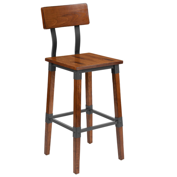 Walnut |#| 2 Pack Commercial Grade Rustic Walnut Industrial Style Wood Dining Barstool